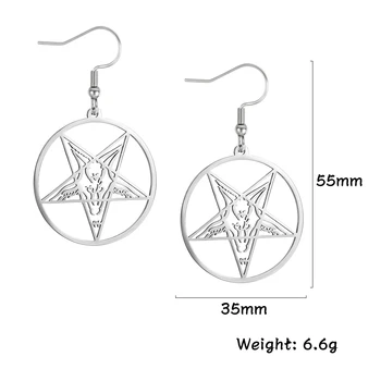 Vintage iz Nerjavečega Jekla Pentagram Steampunk Satan Kozje Lucifer Talisman Spusti Uhani za Ženske Dekle Satanic Pegan Wicca Nakit