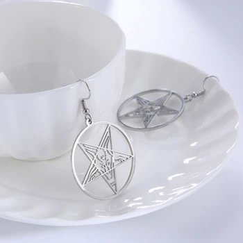 Vintage iz Nerjavečega Jekla Pentagram Steampunk Satan Kozje Lucifer Talisman Spusti Uhani za Ženske Dekle Satanic Pegan Wicca Nakit