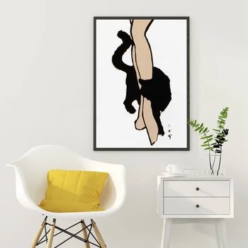 Vintage Moda Plakati in Tiskanja , Rene Gruau Umetnosti Black Cat Ženske Noge Platno Slikarstvo Modi Stenske Slike Dnevna Soba Dekor
