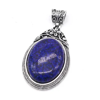 Vintage Naravnega Kamna Kristalno Agates Obesek Lapis Lazuli Čare DIY za Ženske, Nakit, Izdelava Ogrlica Dodatki, Velikost 38x70mm