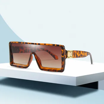 Vintage Oversize Kvadratnih Sončna Očala Luksuzne Blagovne Znamke Black Leopard Velik Okvir Sončna Očala Ženski Odtenki Coulos Očala Modne Blagovne Znamke