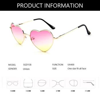 Vintage Srce Sončna Očala Ženske Blagovne Znamke Oblikovalec Ogledalo Candy Barve Gradient Sončna Očala Prostem Očala Stranka Oculos De Sol