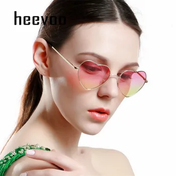 Vintage Srce Sončna Očala Ženske Blagovne Znamke Oblikovalec Ogledalo Candy Barve Gradient Sončna Očala Prostem Očala Stranka Oculos De Sol