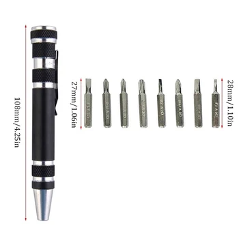Visoka Kakovost 8 V 1 Večfunkcijsko Žep Natančnost Mini Izvijač Pen Popravilo Ročno Orodje Kit