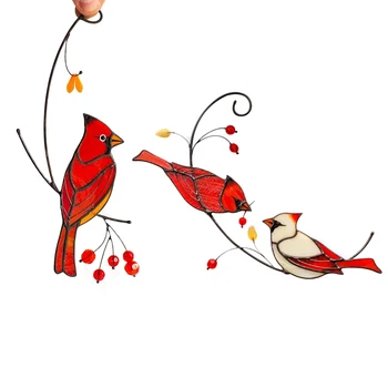 Visoka Kakovost Malo Rdečo Ptico Vitraž Ornament Epoksi Obrti Doma Okno In Veter Gonge Okraski Simbol Čiste Ljubezni