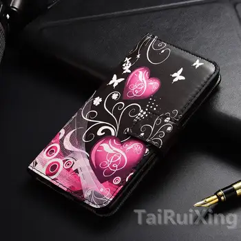 Visoka Kakovost Modnih Ljubezni cvet Usnje Knjiga Primeru Za Sony Xperia T2 Ultra Dual D5322 Telefon, Denarnico Kritje Primera