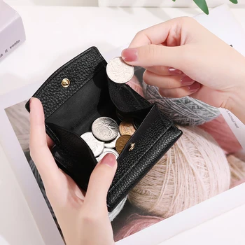 Visoka kakovost prva plast pravega usnja ženske kovanec torbici za kartico sim denarnice tri zložiti barve za chice 10x7x3cm