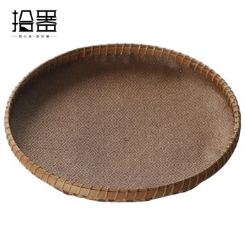 Visoko kakovostni ročno rattan bambusa mat tkane pladenj lep krog smetišnico sadje košarice čaj slovesnosti dim sum paro kruh shranjevanje uživati