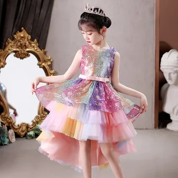 Visoko kakovostnih otroka čipke princesa obleko za dekle elegantno rojstni dan obleko dekle obleko Dojencek dekliška oblačila, 4-14yrs