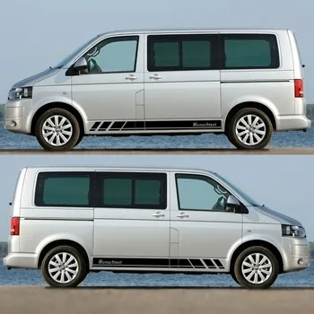 Vrata avtomobila Strani Decals Skirt3pcs Proge Nalepke Za Volkswagen Wunschtext Transporter T4 T5 T6 DIY Auto Tuning Oprema