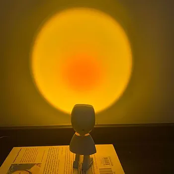 Vrh prodati USB Gumb Mavrični sončni Zahod Projektor Pisane Led Noč Svetlobe Oddaja v Ozadju Stene Doma Dekoracijo Kava Trgovine, Lučka
