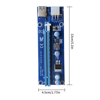 Vroče 006C PCIe 1x za Express 16x Biti Grafično Kartico pci-e riser Extender 60 cm USB 3.0 Kabel SATA da 6Pin Moč za BTC rudarstvo