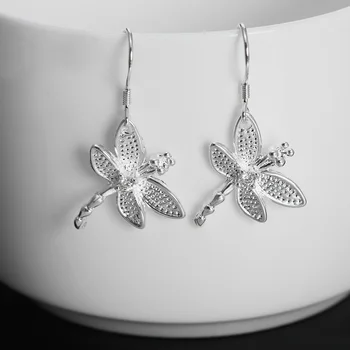 Vroče lep modni Nakit 925 Sterling Srebro kristalno dragonfly uhani za Ženske Priljubljenih blagovnih znamk, Najboljši prijatelj Počitnice Darila
