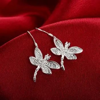 Vroče lep modni Nakit 925 Sterling Srebro kristalno dragonfly uhani za Ženske Priljubljenih blagovnih znamk, Najboljši prijatelj Počitnice Darila