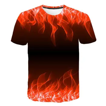 Vroče Poletje 2021 Novih Moških Krog Vratu T-Shirt Kratek Rokav Turkizno Rdeče Vijolični Plamen 3D Tiskanih Priložnostne Nekaj Majice In Vrhovi