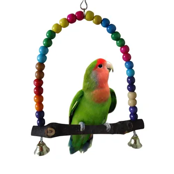 Vroče Prodaje Naravnih Lesenih Papige Swing Igrača za Ptice Pisane Kroglice Ptica Dobave Zvonovi Igrače Ostriž Viseče Gugalnice Kletke za hišne Ljubljenčke