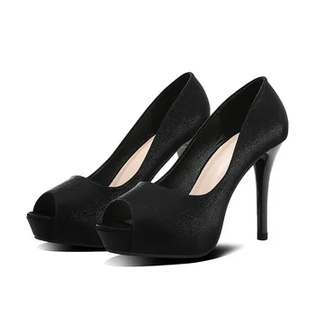 Vroče Prodaje Platformo Shoessexy visokih petah ženske Svile črpalke ženske čevlje peep toe petah stranka poročni čevlji Poročni Čevlji petah