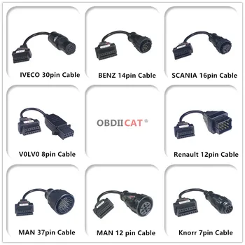 Vroče Prodaje Tovornjak Kabli OBD2 OBDII avto kabel Tovornjaki Diagnostično orodje, povežite kabel 8 KOS Tovornjaki Kabli