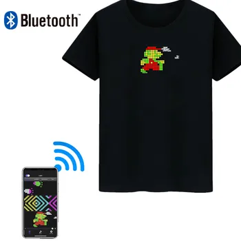 Vse Barve RGB Bluetooth, Led Bliskavica, T-shirt Oglaševanje Majica za ponovno Polnjenje Vgrajene v Pomikanjem Besedilno Sporočilo Zaslon Odbor