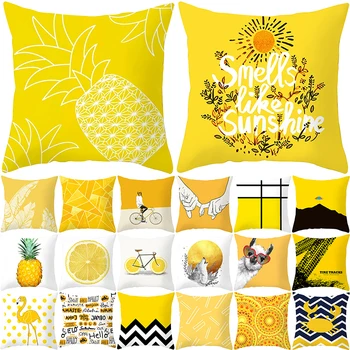 Vzglavnik Kritje doma dekor rumena ananas geometrijo natisnjeni Blazine Pokrov telo Prevleke Dekorativni Kavč Vrgel Blazine Poliester