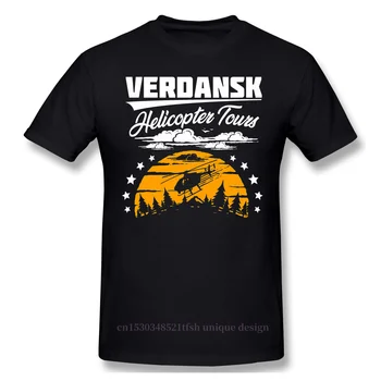 Warzone Verdansk Helikopter Ture Tiskanja Bombaža T-Shirt Camiseta Hombre Avanturo Igre COD Black Ops Za Moške, Modni Ulične
