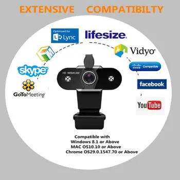 Webcam Full HD 2K/480P Video Web Cam USB Samodejno Ostrenje, Kamera Za RAČUNALNIK Desktop Laptop Zmanjšanje Hrupa Računalnik, Spletna kamera Z Mikrofonom