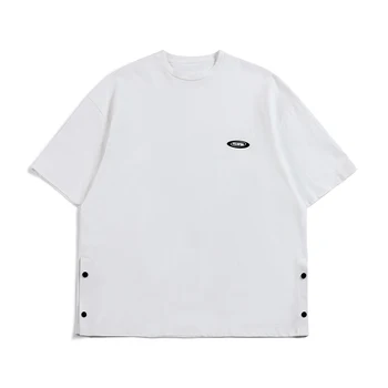 WHEREWITH Moških Oblačil Robom Režejo Tshirt Kratek Bombaž Poletje T-shirt Prevelik Priložnostne Vrhovi Harajuku korejski, Japonski Majica s kratkimi rokavi