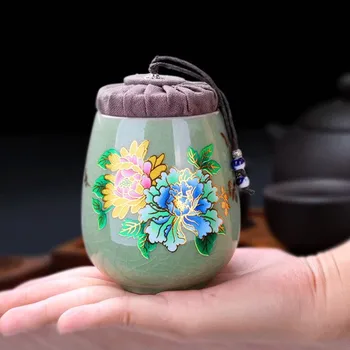WSHYUFEI Kitajski Keramični Čaj Caddy Prenosni Zaprti Jar potovanja Čaj Caddy Shranjevanje Začimb za Čaj, Škatle za Bonbone, Kava v Prahu Pločevinke