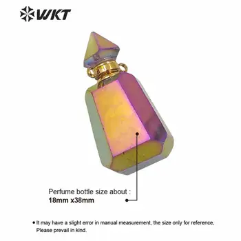 WT-P1617 Debelo nov pristop naravnih A-methyst kamen z Avro barve electroplated essencial olje, steklenica obesek