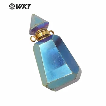 WT-P1617 Debelo nov pristop naravnih A-methyst kamen z Avro barve electroplated essencial olje, steklenica obesek
