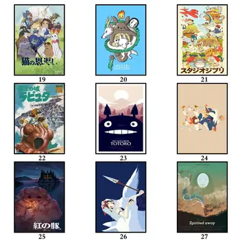WTQ Platno Slikarstvo Ghibli Hayao Miyazaki Film Retro Plakat Stenski Dekor Anime Plakati Stenskih slikah, Soba Dekor Doma Dekor