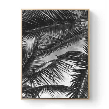 WTQ Črno Belo Drevo Palme, Listi Wall Art Platno, Slikarsko, Plakati, Tiskanje Nordijska Rastline Ananasa Minimalistično Dekoracijo Doma