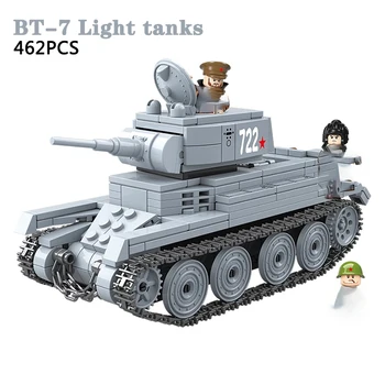 Ww2 nemška vojaška model Sovjetski tanki BT-7 unije vojske, oklepna vozila in topovi, vojaško orožje minifigures mini gradniki