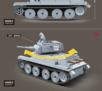 Ww2 nemška vojaška model Sovjetski tanki BT-7 unije vojske, oklepna vozila in topovi, vojaško orožje minifigures mini gradniki