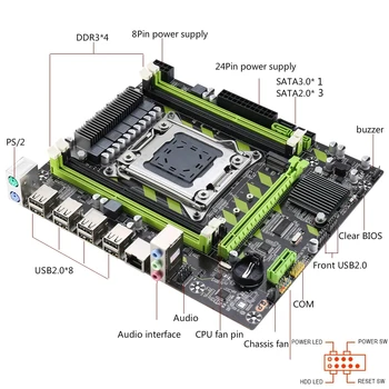 X79G X79 Motherboard LGA 2011 USB2.0 SATA3 Podporo REG ECC Pomnilnik In Xeon E5 CPU 4pcsx4GB=16 GB Procesor 4DDR3 PCI-E NVME M. 2