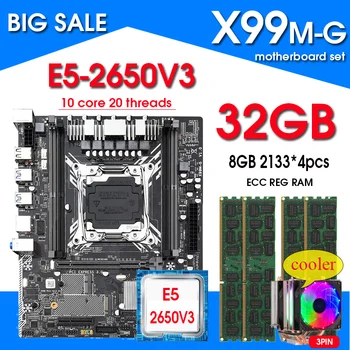 X99 matično ploščo z XEON E5 2650 V3 4*8G DDR4 ECC REG pomnilnik combo kit komplet NVME USB3.0 SATA3 Bakrene cevi hladilnika