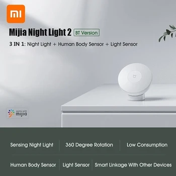 Xiaomi Mijia Night Light 2 Bluetooth Različice Led Indukcijske pametni dom Nastavljiva Svetlost 360 Rotacijski Človeško telo senzor