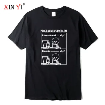XIN YI za Moške, Visoke Kakovosti, bombaž Zanimivo programer print majica s kratkimi rokavi svoboden o-vratu tshirt moški t-shirt kratek rokav tee moški