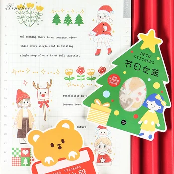 XINAHER 40 Kos/Barvita vrečko Božič Vrsto papirja nalepke paket DIY dnevnik dekoracijo nalepke album scrapbooking