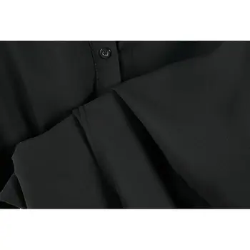XITAO Mozaik Nezakonitih Bela Črna Bluza Ženske Obleke 2019 Tanke Moda Kritje Trebuh Šifon Rokavi Top Jeseni Novo GCC1582