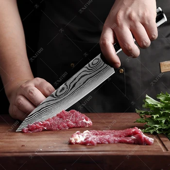 XITUO Kuhinjski Noži Set 1-9pcs Japonski Kuhar nož Črno Smolo Ročaj Damask Vzorec Santoku Cleaver Pripomoček za Rezanje Nožev