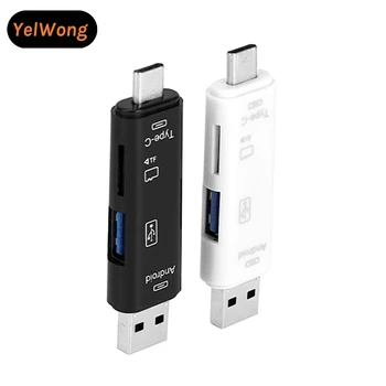 YelWong 5 In1 Tip C Micro USB OTG HUB Micro SD/TF Pomnilniških Kartic Prenosni Večfunkcijsko Pretvornik Cepilec Za Prenosni RAČUNALNIK