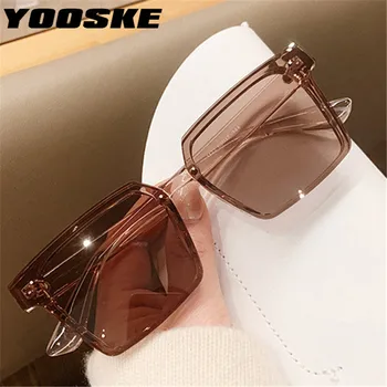 YOOSKE ženska sončna Očala Moški Letnik Pravokotnik Trend Prevelik sončna Očala 2021 Moda Kvadratnih Očala Retro Brown Sunglass