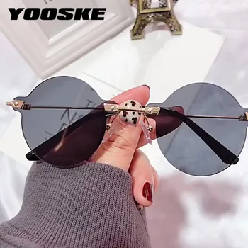 YOOSKE ženska sončna Očala za Moške Smešno Očala Ženske blagovne Znamke Design sončna Očala Klasičnih Krog Eyewears Letnik Kovinski Sunglass