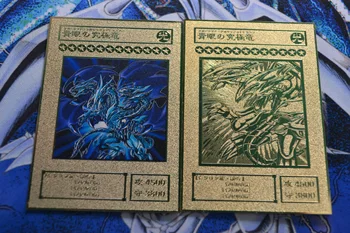 Yu Gi Oh DIY Posebna Proizvodnja Zlata/Modre Oči Končni Zmaj Komplet 2 Zbirateljske Kovin Kartice