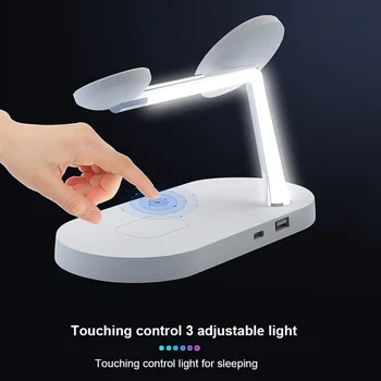 Za 3in1 LED namizne svetilke Polnilec magsafe 15W Magnetni brezžično polnjenje Postajo Za iPhone12 Apple Watch Airpodspro Hitro Polnilnike