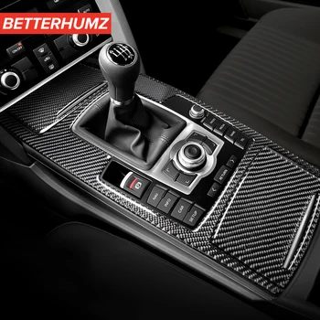 Za Audi A6 c5 c6 Avto notranja oprema oblikovanje Ogljikovih Vlaken Nalepke Centralni Nadzor Prestavna Plošča Trim Kritje decals