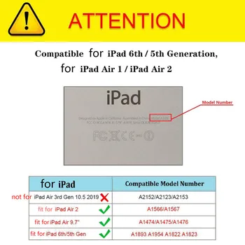 Za iPad Zraka 2 Zrak 1 Primeru Cover za iPad 9.7 2018 2017 Primeru 5 6 5. in 6. Generacije Funda 360-Stopinjski Vrtečih Usnje Smart Coque