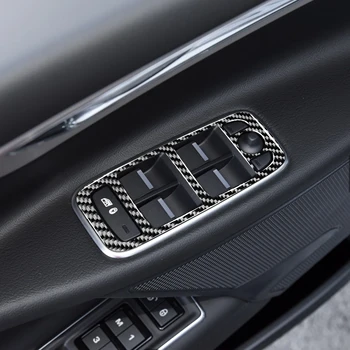 Za Jaguar F-TEMPO XE X761 X760 Notranje zadeve Ogljikovih Vlaken Dekorativni Dodatki Okno Dvižno Stikalo Okvir Trim Kritje Nalepke 4pcs