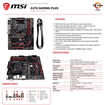 ZA MSI X470 GAMING PLUS matična plošča AMD X470 Original Namizje MSI X470 Mainboard Vtičnico AM4 AMD Ryzen 7. Gen DDR4 64GB Uporablja